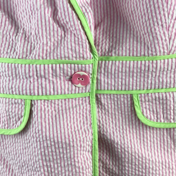 Lilly Pulitzer 4 Pink White Stripe Blazer Green - Picture 3 of 7